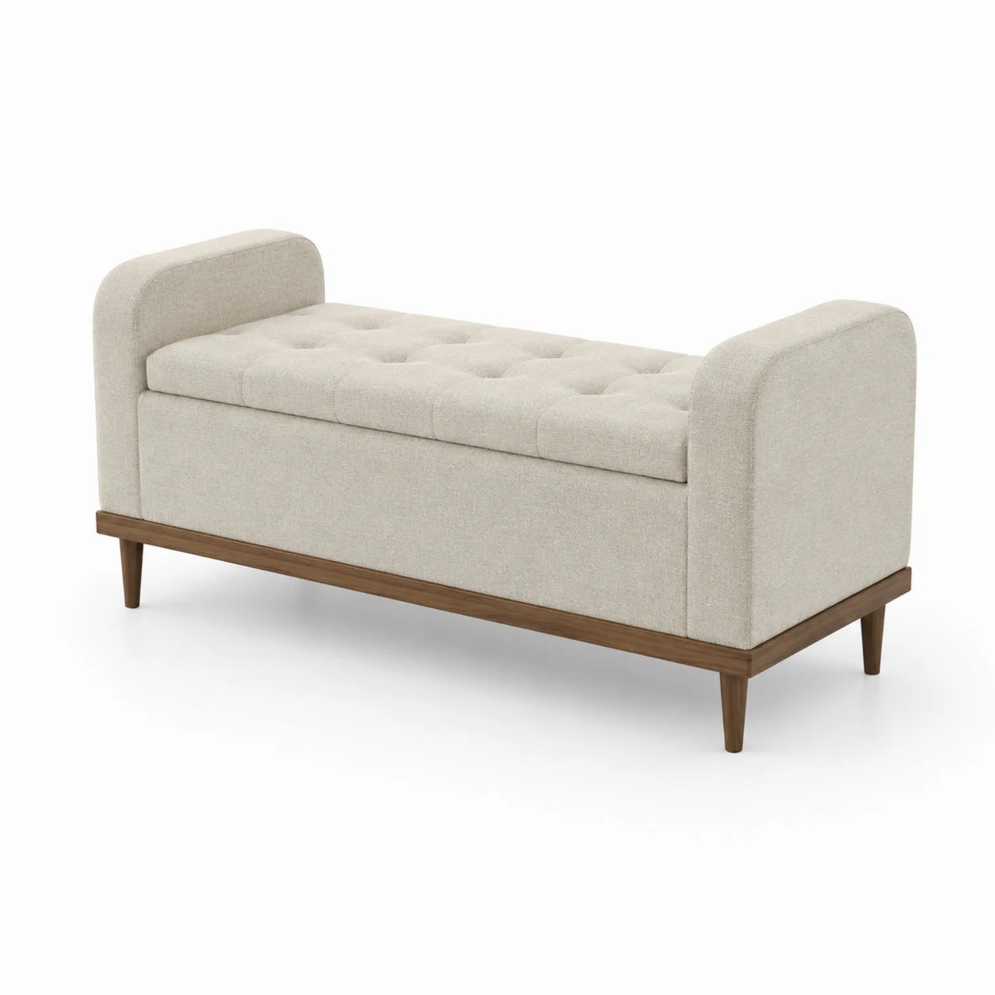 Beige Polsterbank mit Stauraum 120x40x50 cm Holz
