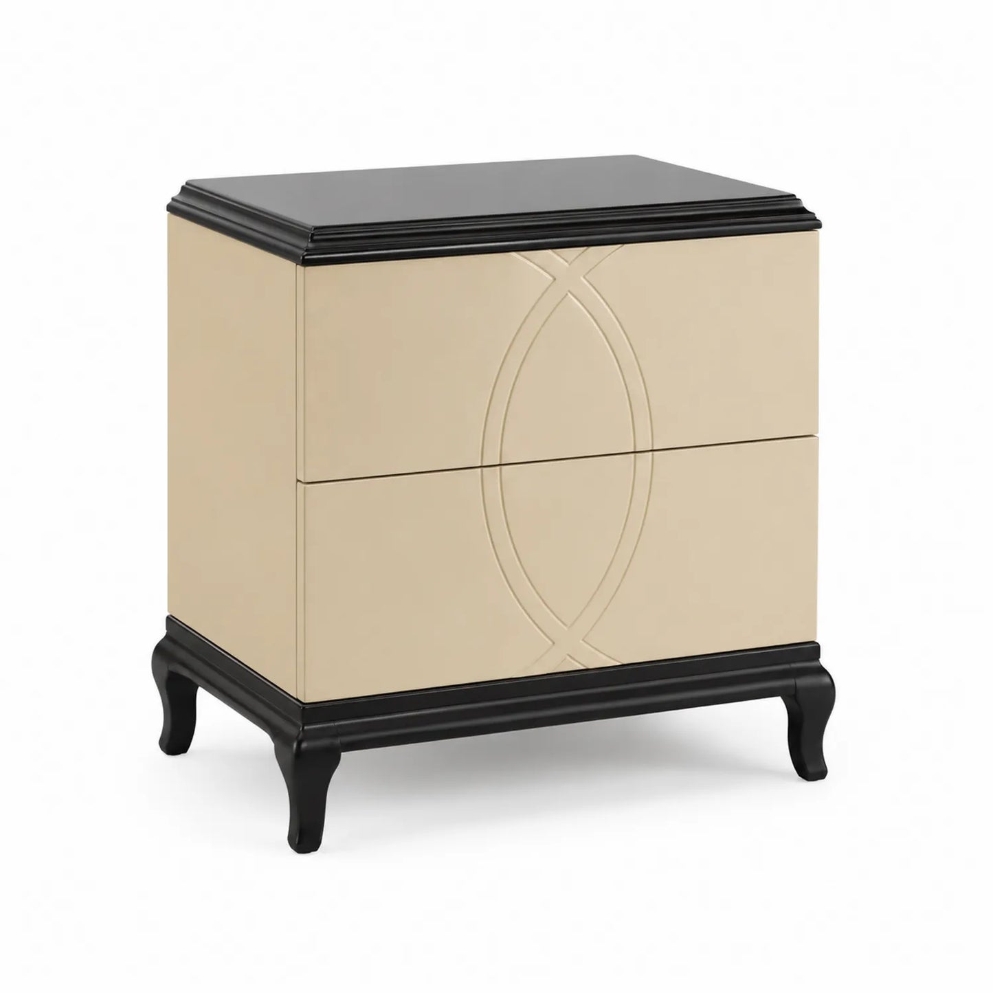 Nachttisch Holz Beige Schwarz 60x40x55cm