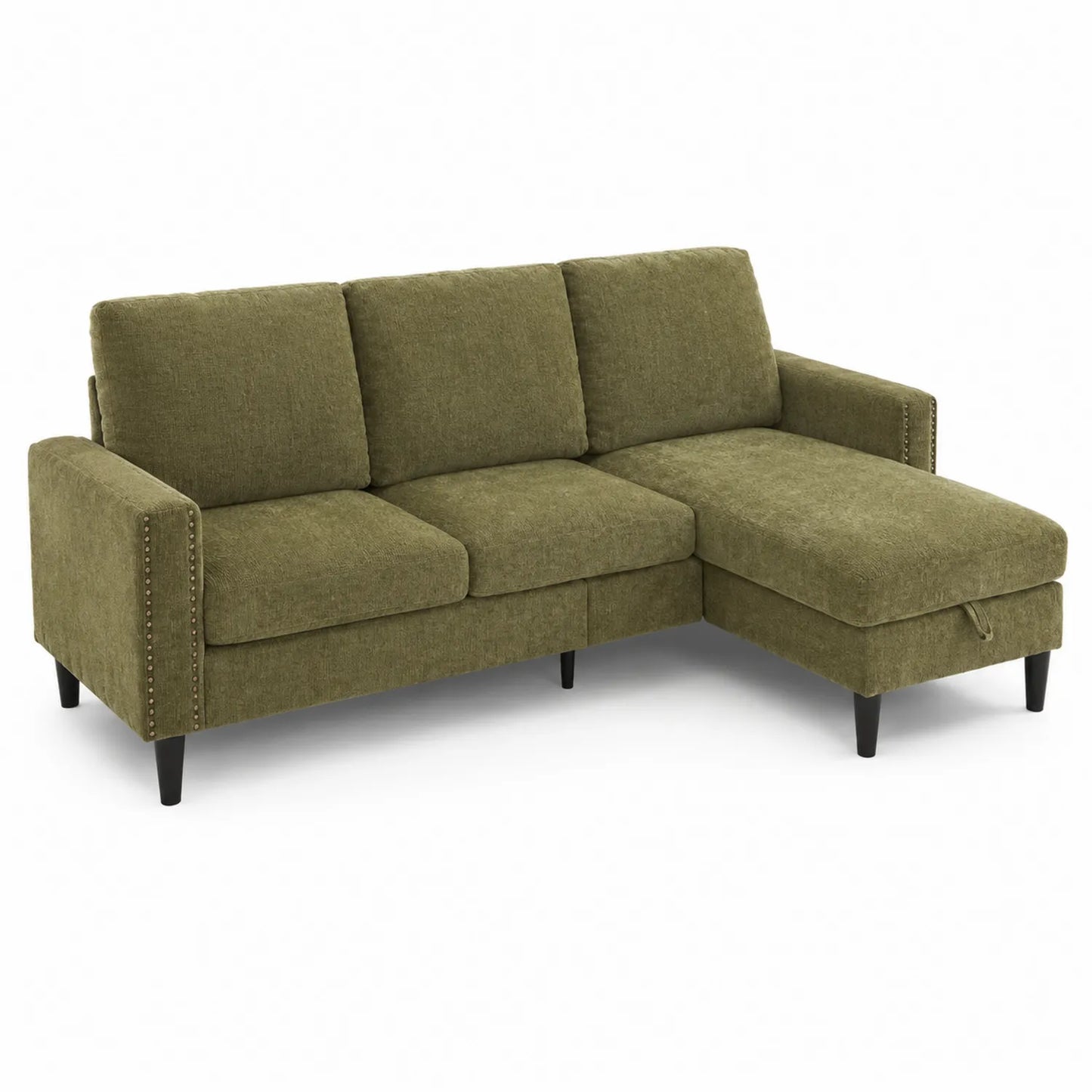 Ecksofa mit Ottomane Stoff Khaki