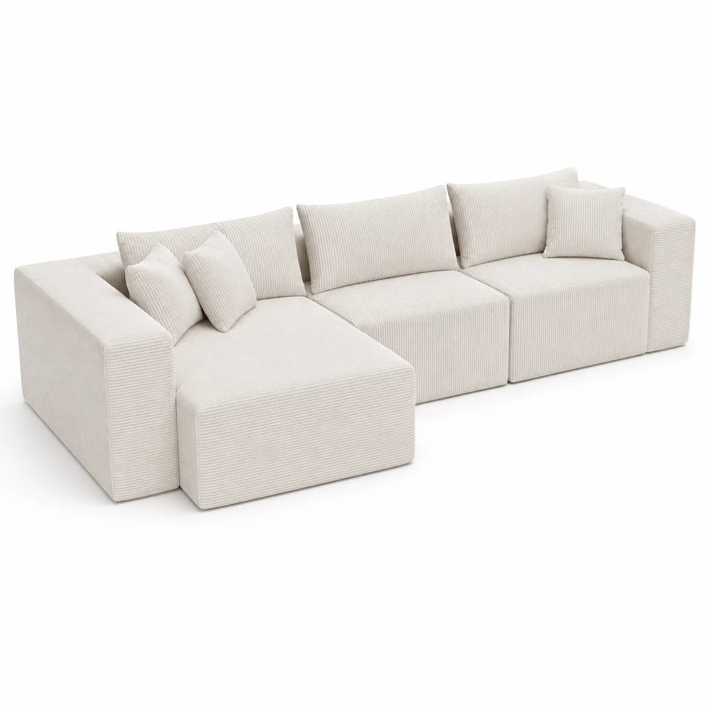 Ecksofa aus Cord mit Kissen 300x200x80cm