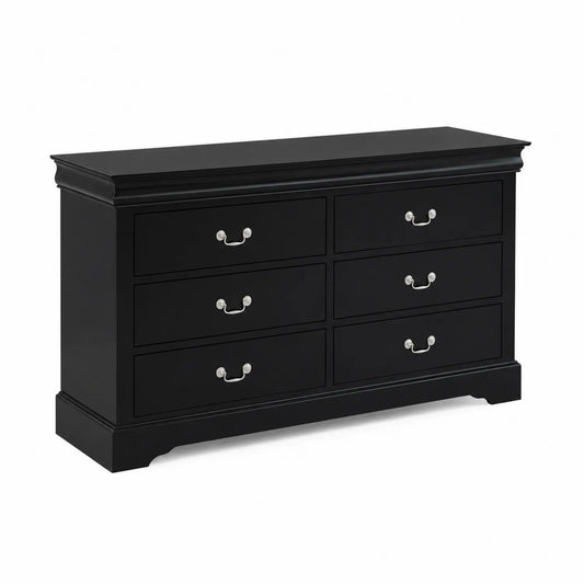 Holzkommode mit 6 Schubladen in Schwarz