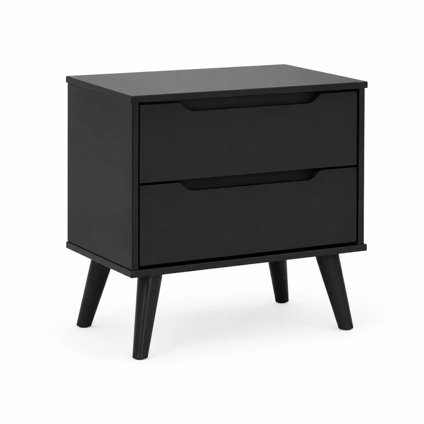 Nachttisch mit zwei Schubladen aus MDF, Schwarz 50x40x60 cm