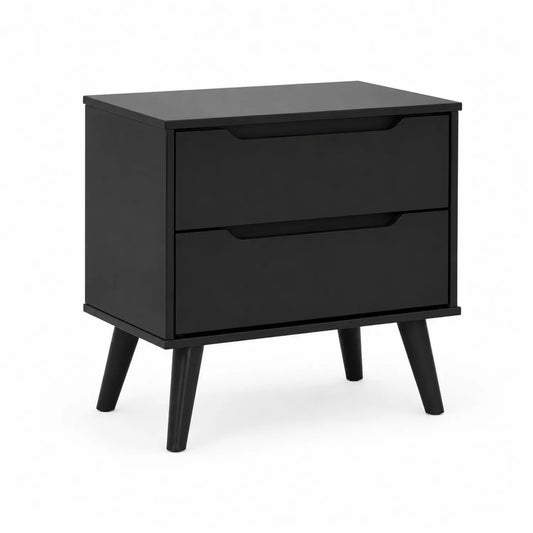 Nachttisch mit zwei Schubladen aus MDF, Schwarz 50x40x60 cm