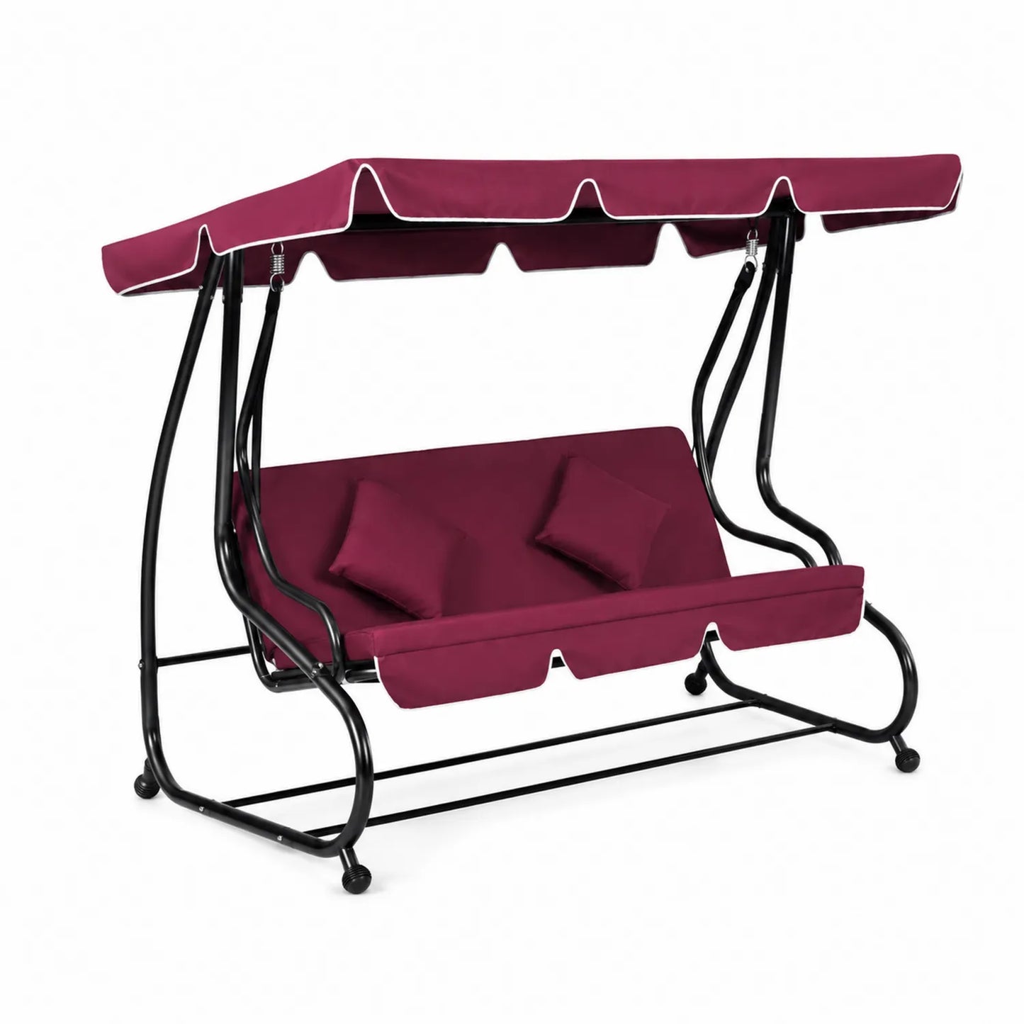 Gartenschaukel 3-Sitzer Stahl Polyester Burgund