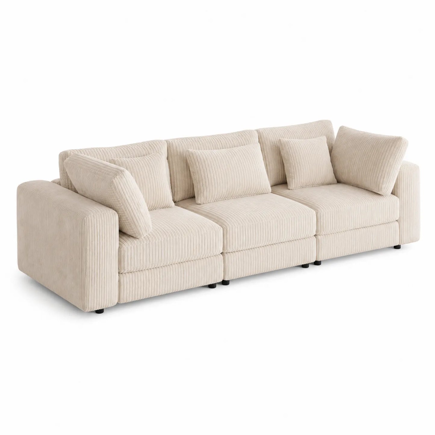 Modulares 3-Sitzer Sofa Cordstoff Beige