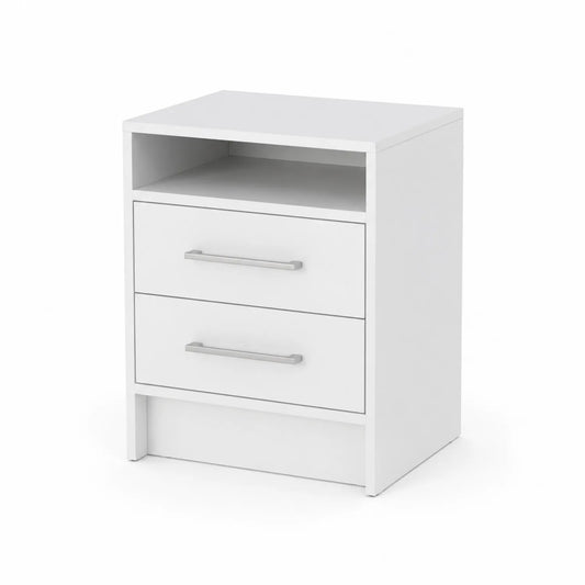Nachttisch mit 2 Schubladen MDF Weiß